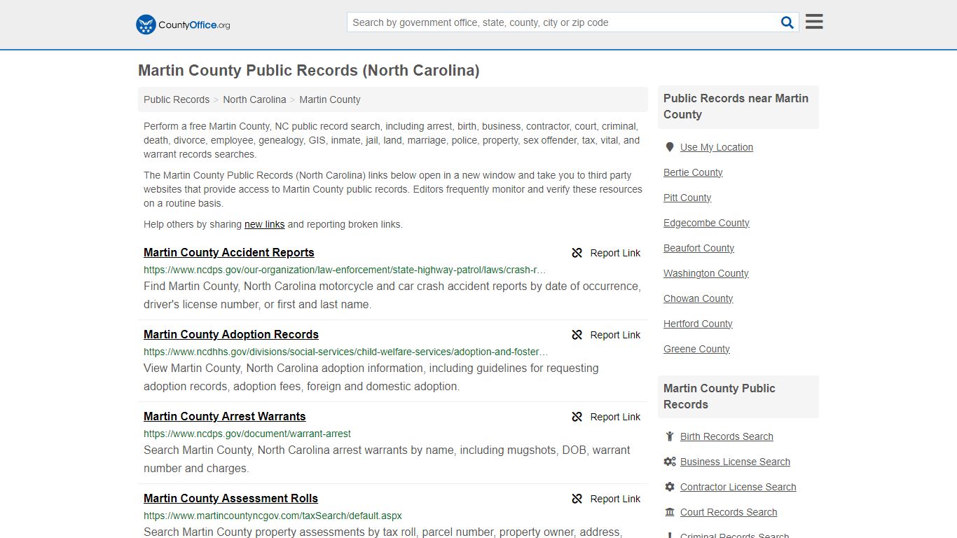 Martin County Public Records (North Carolina) - County Office