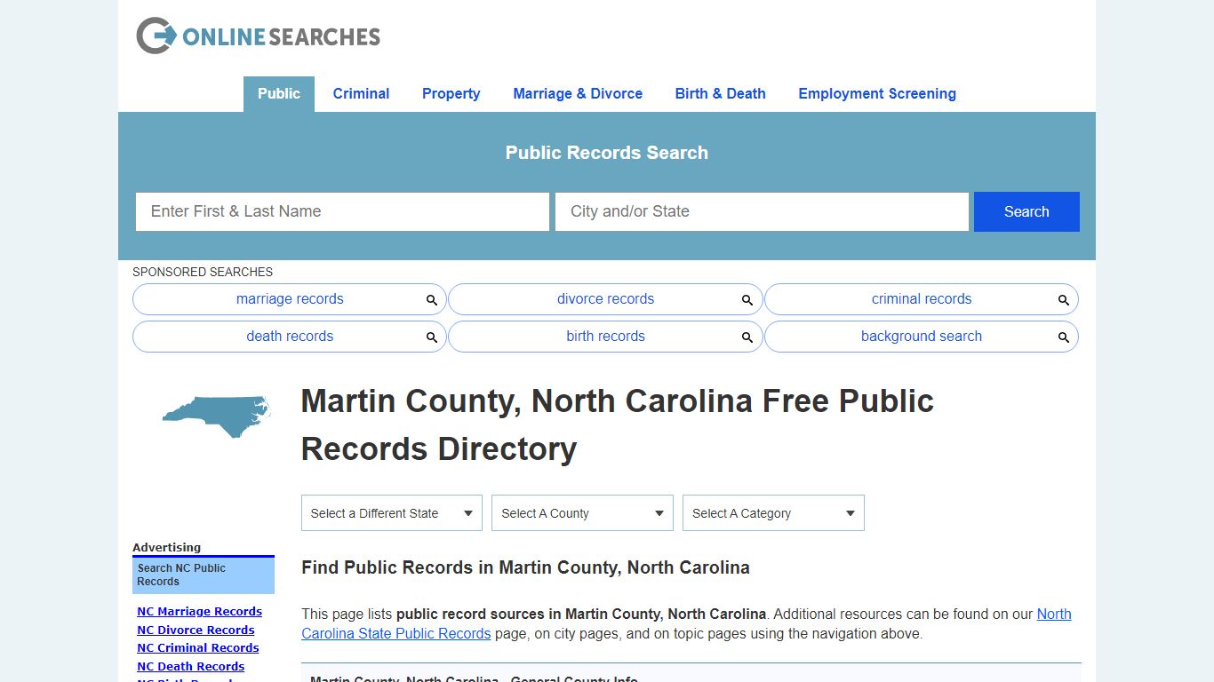 Martin County, North Carolina Public Records Directory